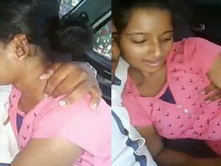 A lovely Indian girl performs oral sex in a car