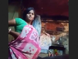 Indian village housewife's breast reveal