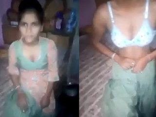 An Indian girl of Desi descent undressing for her male partner