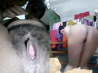 Indian mature woman displays her breasts, vagina, and buttocks