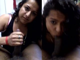 Wife's deep throat oral skills in action