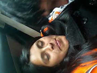 A young woman from an Indian background enjoys rough sex in a car
