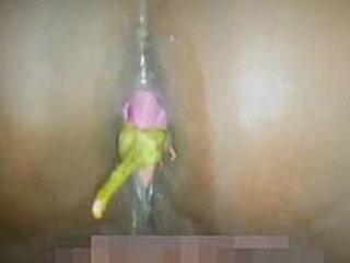 Duck-faced girl gets anal with eggplant