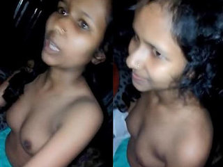 Desi teen's bare breasts and clit exposed and stimulated