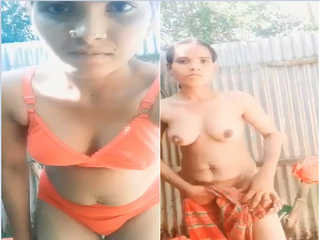 Amateur Indian bhabhi in exclusive video wearing clothes after bathing