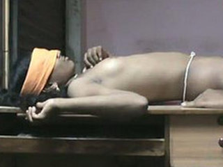 Andhra girl gives a blowjob and gets fucked on a table