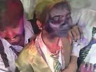Holi celebration with classmate: Colorful rubbing video