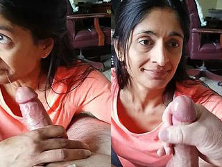 Indian woman gives a blowjob and gets a facial