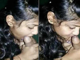 Desi shy girlfriend gives a blowjob and says she's never done it before