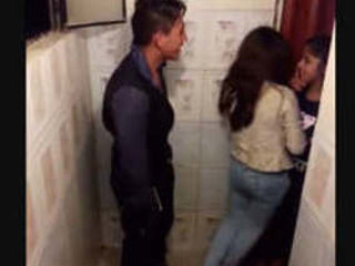 Drunk couple gets frisky in toilet at party