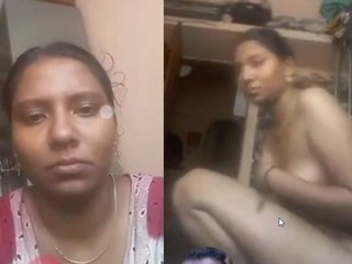 Tamil married woman from a village gets fringed in a video call