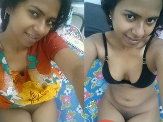 Tamil teen shows off her cute breasts in a nighty