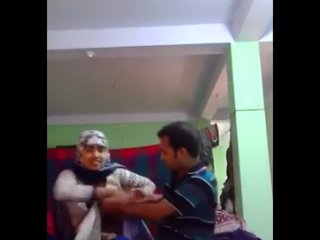 Pakistani girl in hijab gives a hard sucking to her large breasts