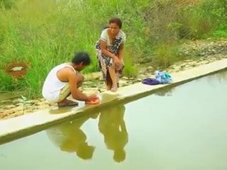 Desi aunty shows off her big tits and ass in the great outdoors