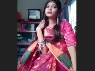 Indian girl in saree is adorable in this video