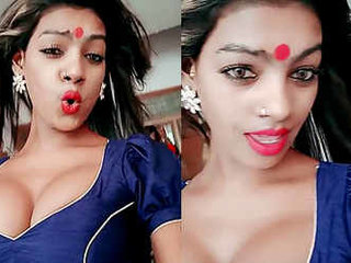 Simran indulges in self-pleasure with her ample bosom at home